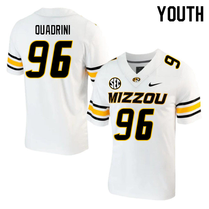 Youth #96 Nick Quadrini Missouri Tigers College 2023 Football Stitched Jerseys Sale-White